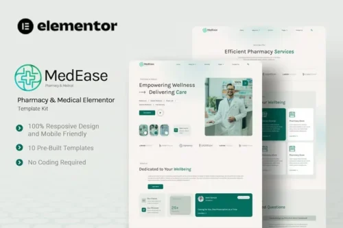 best MedEase Elementor pharmacy template download