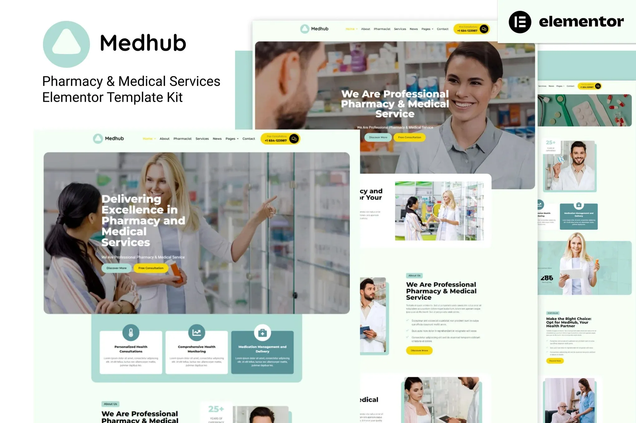MedHub - Pharmacy & Medical Services Elementor Template Kit best MedHub pharmacy Elementor template download