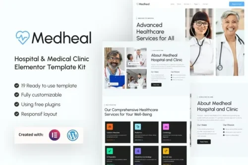 best medical clinic website template Elementor instant download