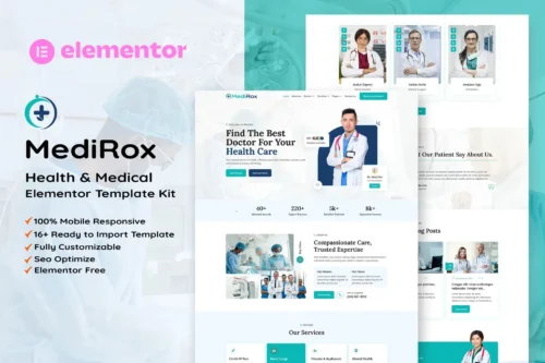 best MediRox medical Elementor template kit download