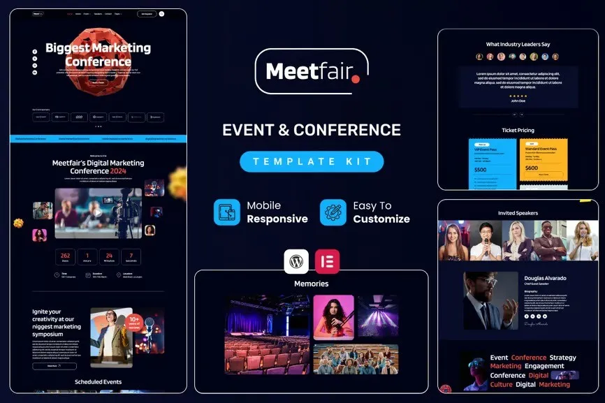 Meetfair - Event & Conference Elementor Template Kit best Meetfair event conference Elementor template kit download