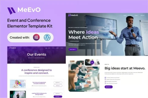 best Meevo event conference Elementor template download