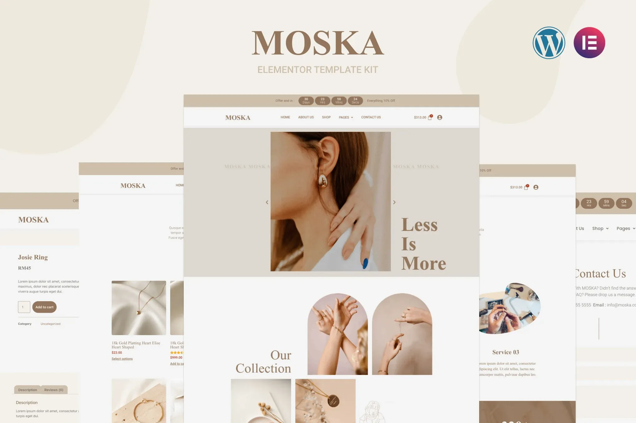Moska - Fashion Jewelry Store Elementor Pro Template Kit best Moska fashion jewelry Elementor template kit download