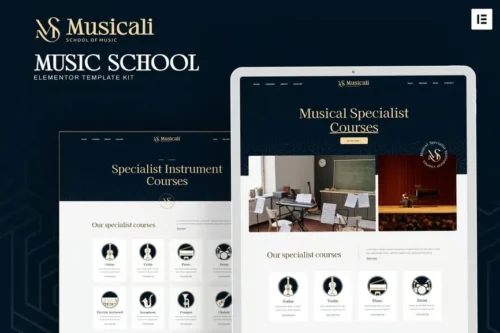 best music school Elementor template for instant download