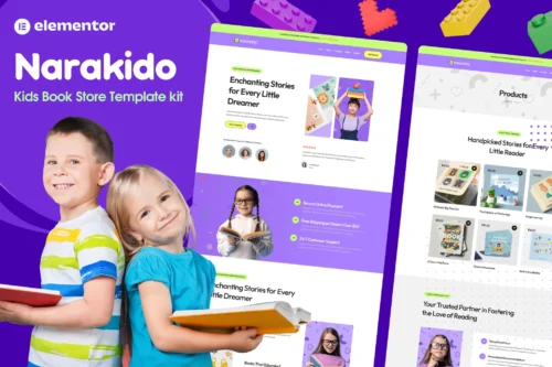 best kids bookstore Elementor template kit instant download