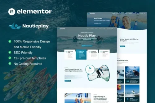 best water sports Elementor template for surf websites download