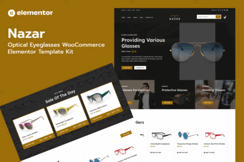 Nazar - Optical Eyewear WooCommerce Store Elementor Pro Template Kit
