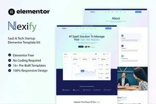 best Nexify SaaS Elementor template kit instant download
