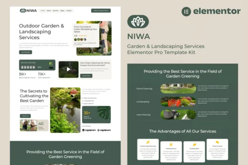 best Niwa Elementor garden template for landscaping businesses instant download