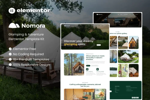 best glamping Elementor template kit instant download