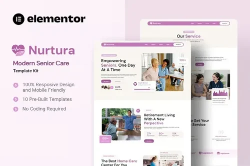 best Nurtura senior care Elementor template download