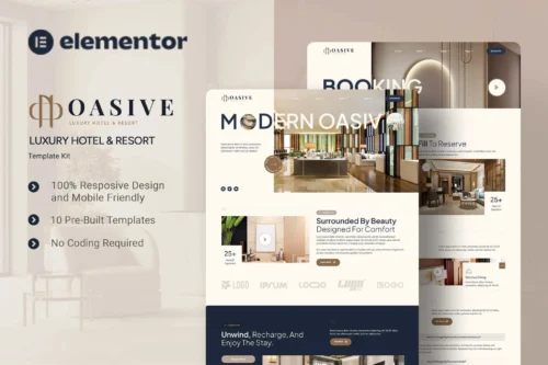 Premium luxury hotel Elementor template for WordPress download