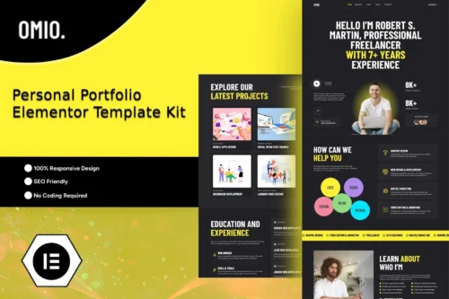 best modern Elementor portfolio template instant download