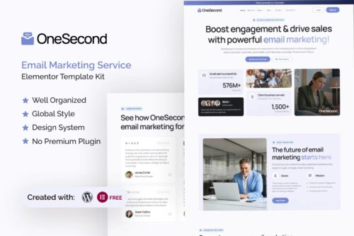 OneSecond - Email Marketing Service Elementor Template Kit