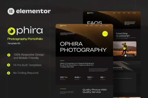 best Photography Portfolio Elementor template kit instant download