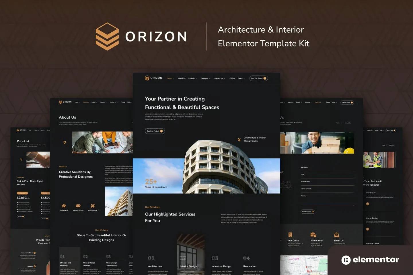 Orizon - Architecture & Interior Design Elementor Template Kit best Orizon Architecture Elementor Template Kit download