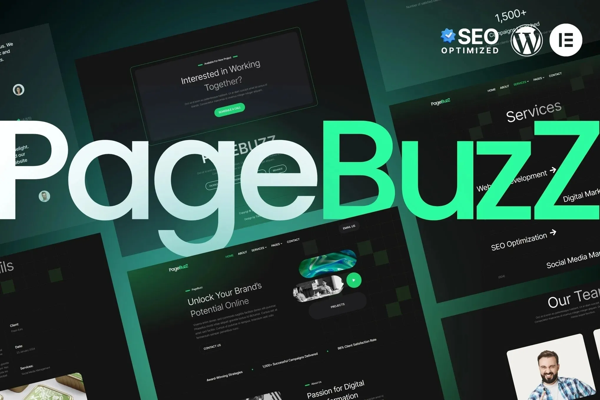 PageBuzz - Digital Agency Elementor Template Kit best digital agency Elementor template instant download