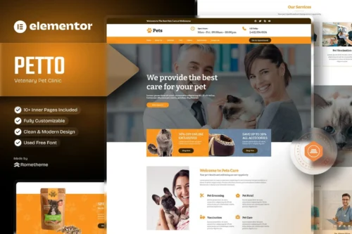 best veterinary Elementor template kit instant download