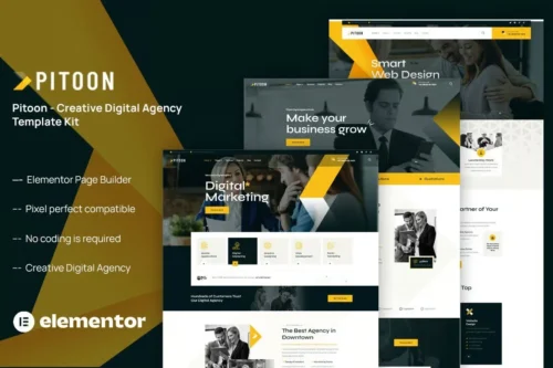 best Pitoon Elementor template kit digital agency download