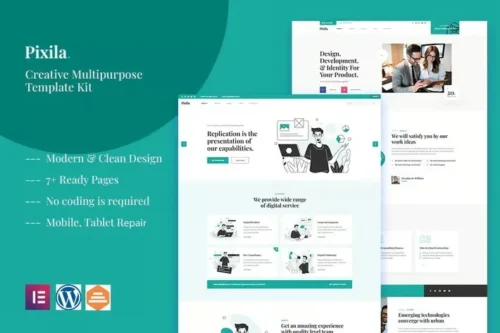 best Pixila Elementor template kit instant download