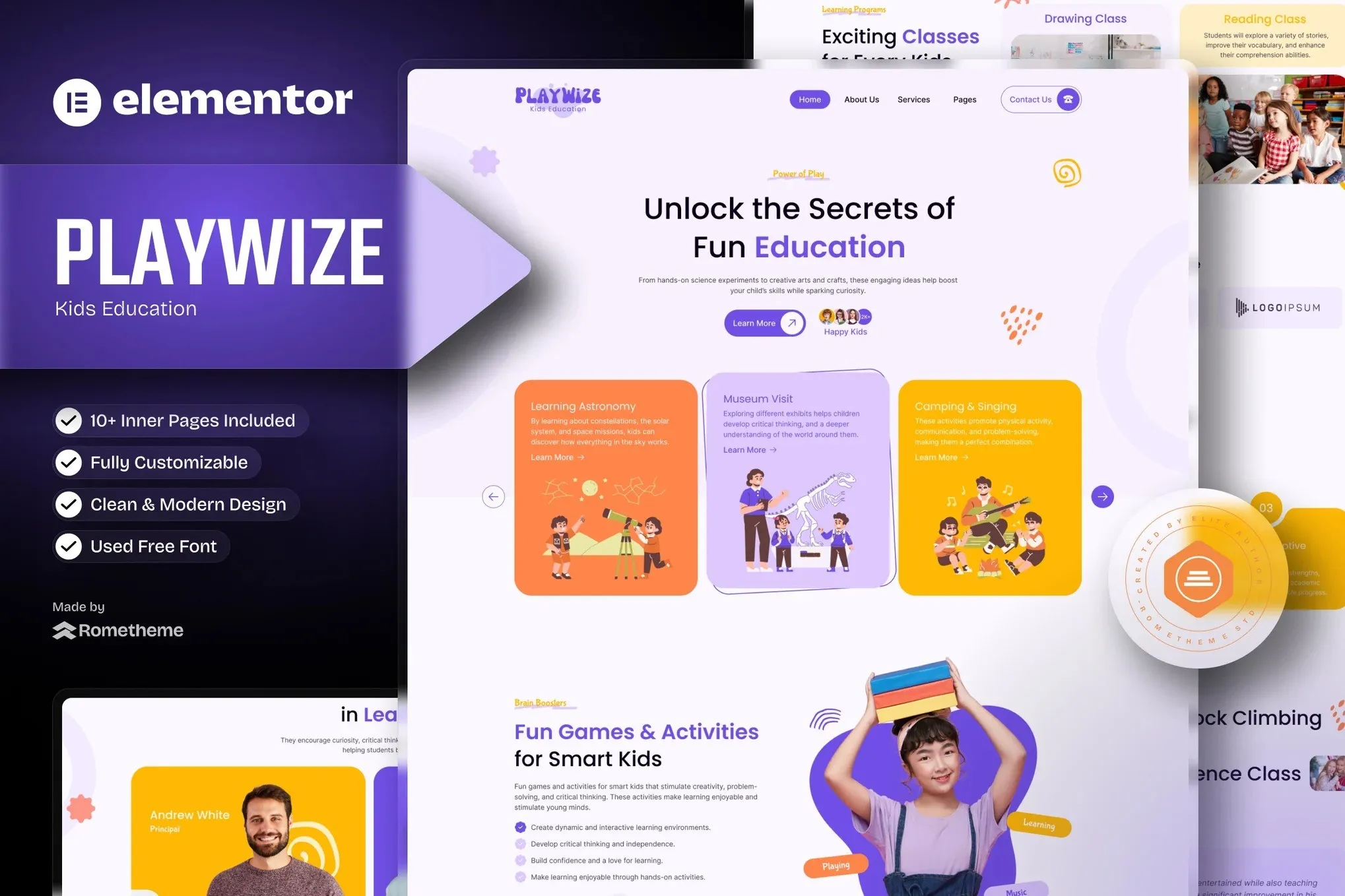 Playwize - Kids Education Elementor Template Kit best Playwize Elementor template download for kids education websites