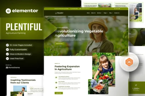 best agriculture farming Elementor template kit download