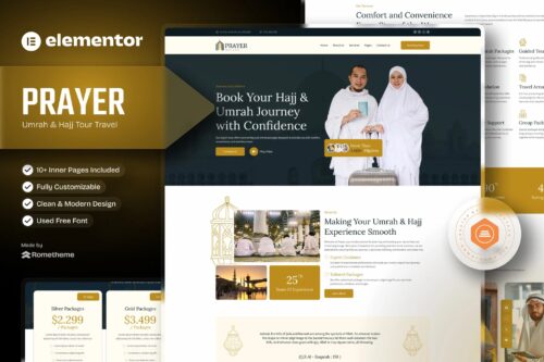 Prayer - Umrah & Hajj Tour Travel Elementor Template  Kit