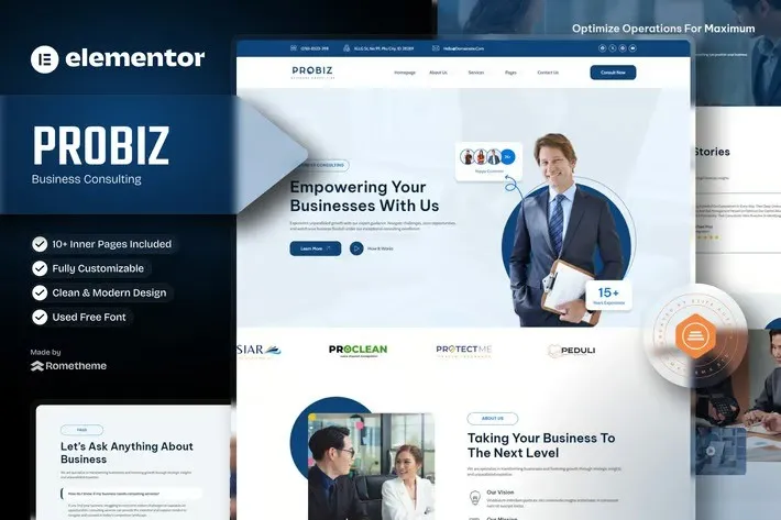Probiz - Business Consulting Elementor Template Kit best business consulting Elementor template kit download