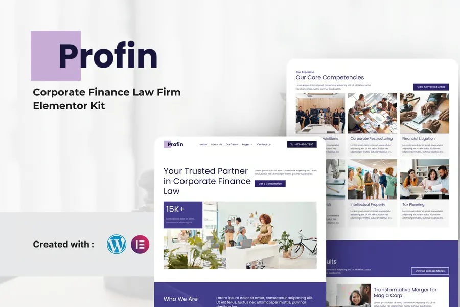 Profin - Finance Law Firm Elementor Template Kit best finance law firm Elementor template download instantly