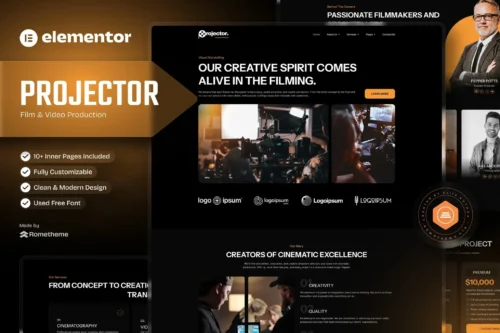 best film production Elementor template instant download
