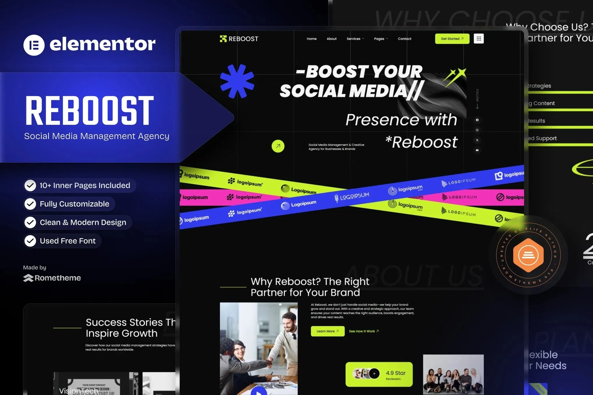 Reboost - Digital Marketing Agency Elementor Template Kit best Reboost digital marketing agency template instant download