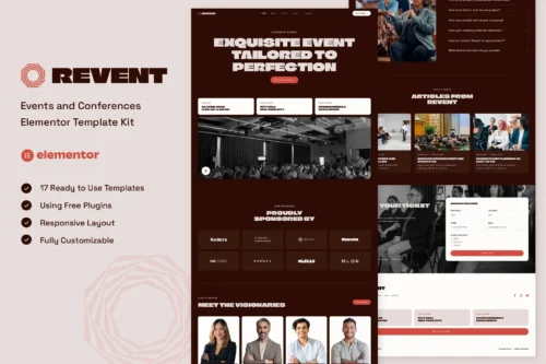 best events elementor template download for conferences