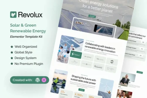 best Solar Energy Website template for Elementor instant download