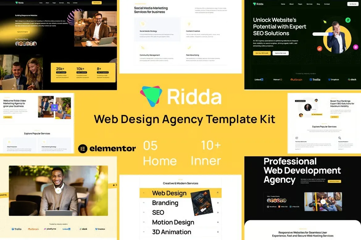Ridda - Web Design Agency Template Kit best Ridda web design agency template kit for Elementor download