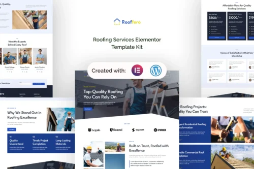 best Rooffero roofing Elementor template instant download