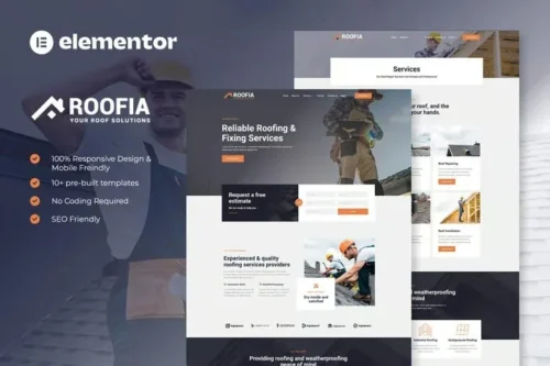 best roofing Elementor template kit instant download