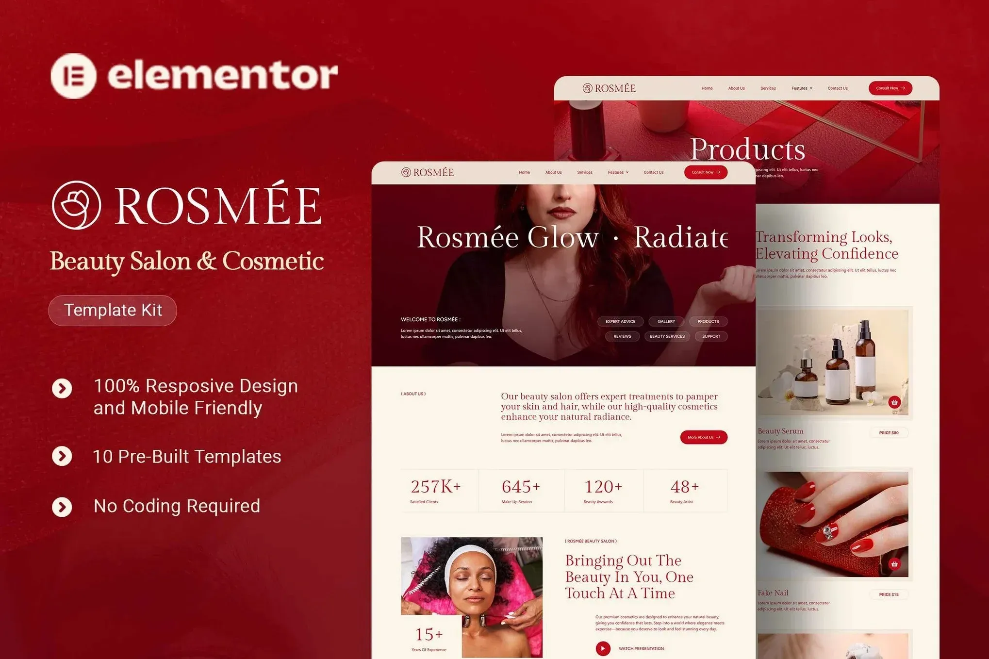 best beauty salon Elementor template kit download