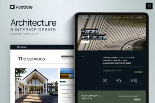 Best Rosttate architecture Elementor template kit download
