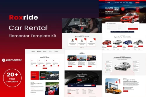 best car rental website template for Elementor instant download