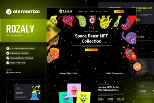 Rozaly - NFT Portofolio Elementor Template Kit