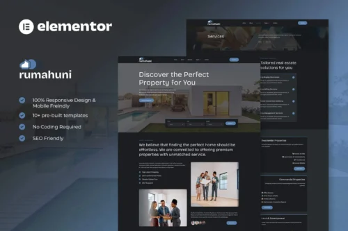 best real estate Elementor template download with property listings