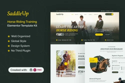 best SaddleUp horse riding website template download