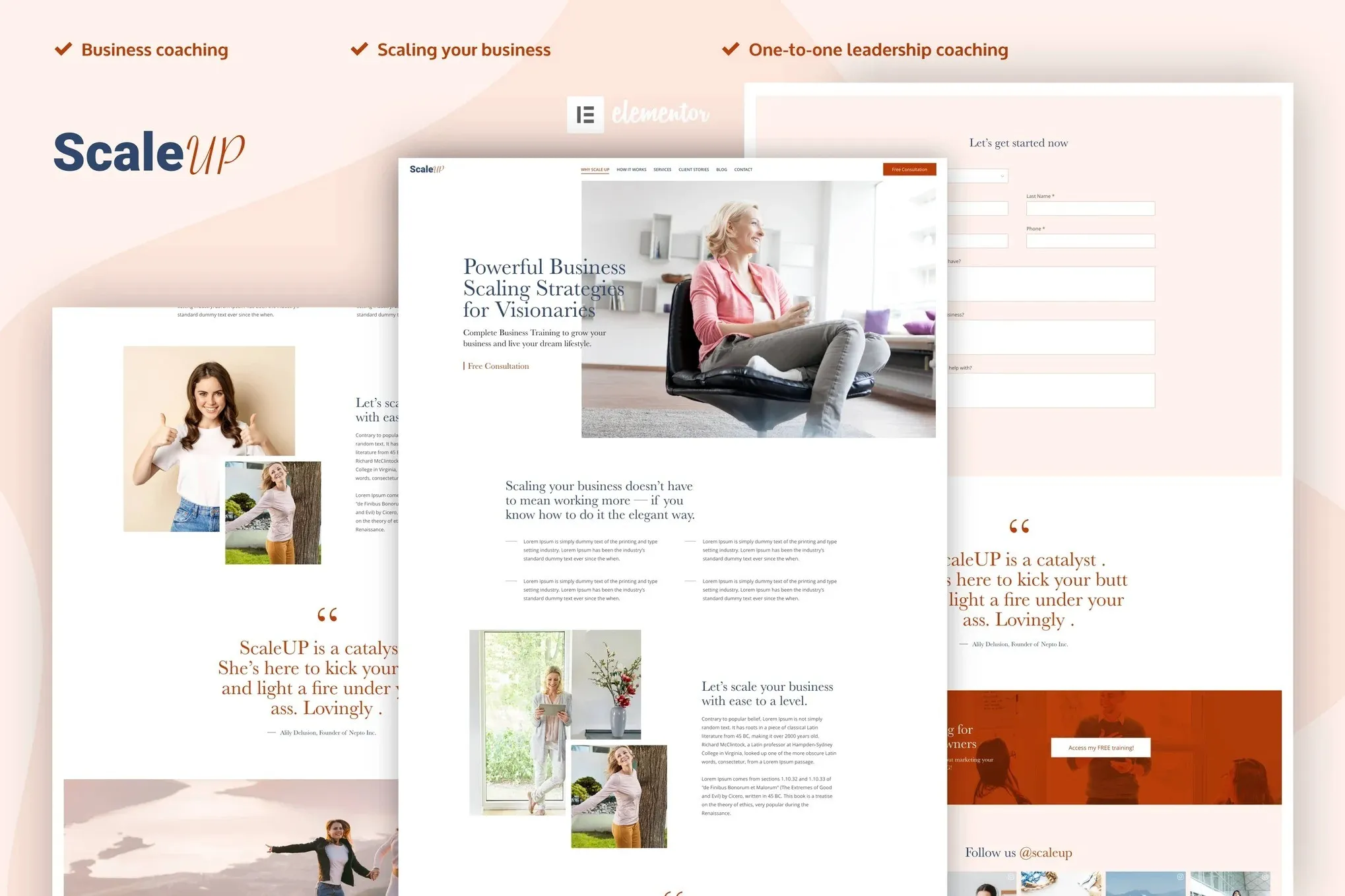 ScaleUP - Business Coaching Elementor Template Kit best business coaching Elementor template kit instant download