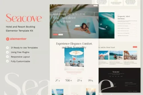 best hotel Elementor template kit instant download