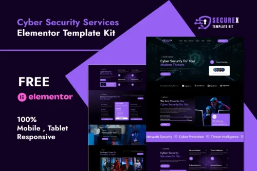 best cyber security Elementor template kit instant download