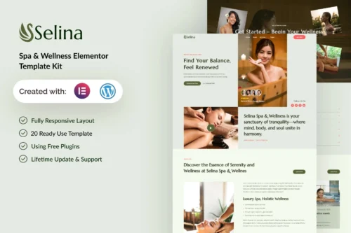 best spa Elementor template kit instant download