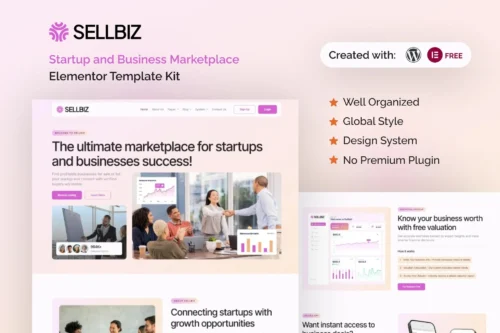 best Sellbiz startup marketplace Elementor template download