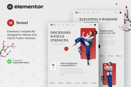 best martial arts Elementor template kit instant download