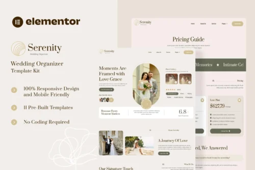 best wedding organizer Elementor template kit instant download