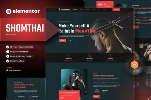 best martial arts Elementor template kit instant download